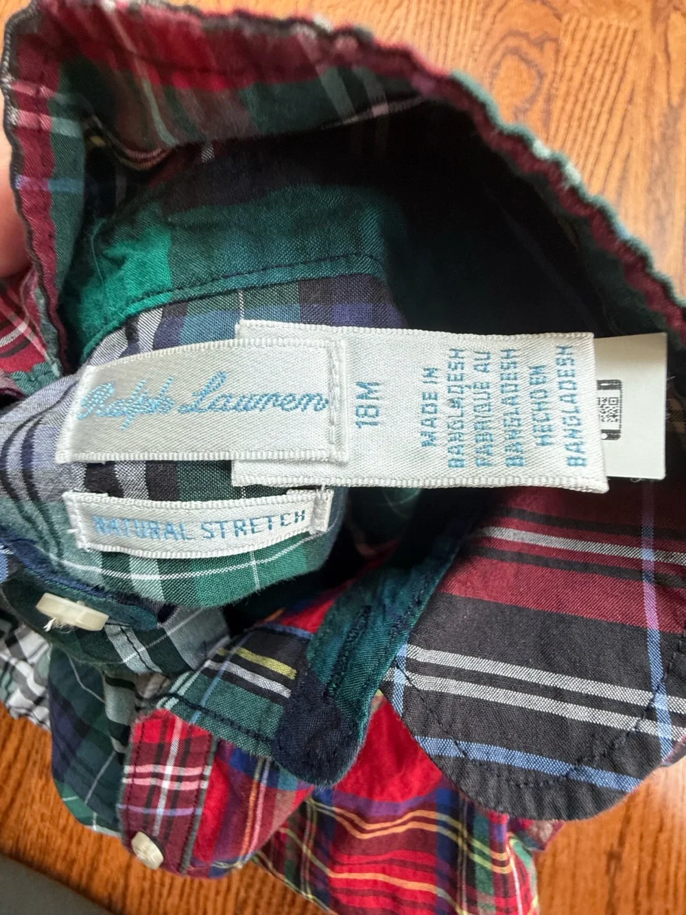 Ralph Lauren Plaid Patchwork Button-Front Dress 18 Months
